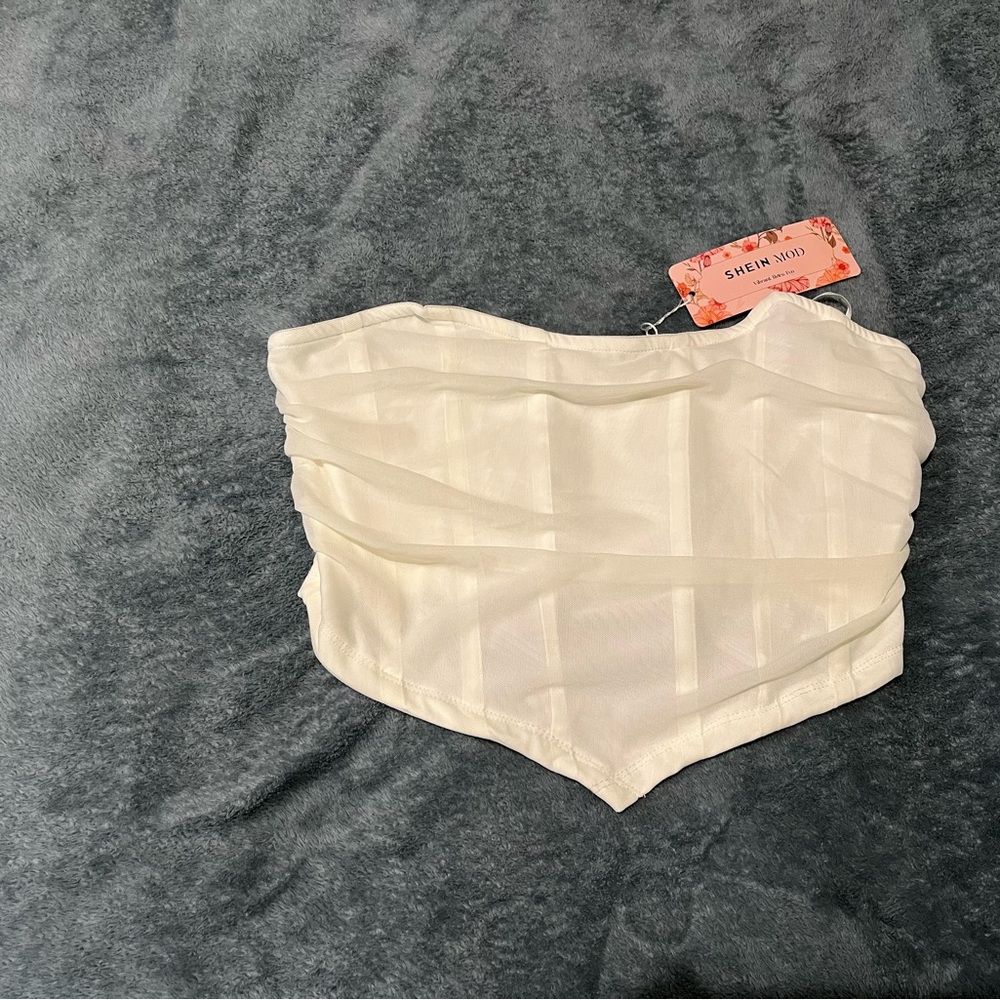 SHEIN Off-White Zippered Top